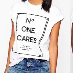 No one cares graphic tee.